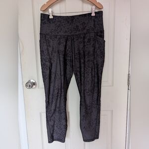 All in Motion Dark Gray Patterned Full Length Yoga Pants XL